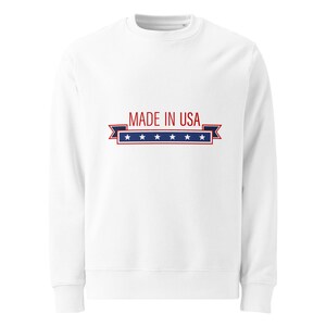 Moletom orgânico unissex com bandeira americana – Suéter patriótico dos EUA