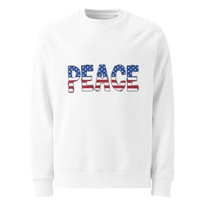 Moletom orgânico unissex com bandeira americana – Suéter patriótico dos EUA