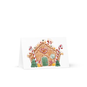 Christmas Greeting Card – Watercolor Holiday Art, Blank Card, Gingerbread House Holiday Card