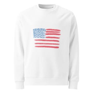 Moletom orgânico unissex com bandeira americana – Suéter patriótico dos EUA