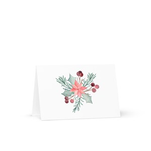 Christmas Greeting Card – Watercolor Holiday Art, Blank Card, Holly Berry Card