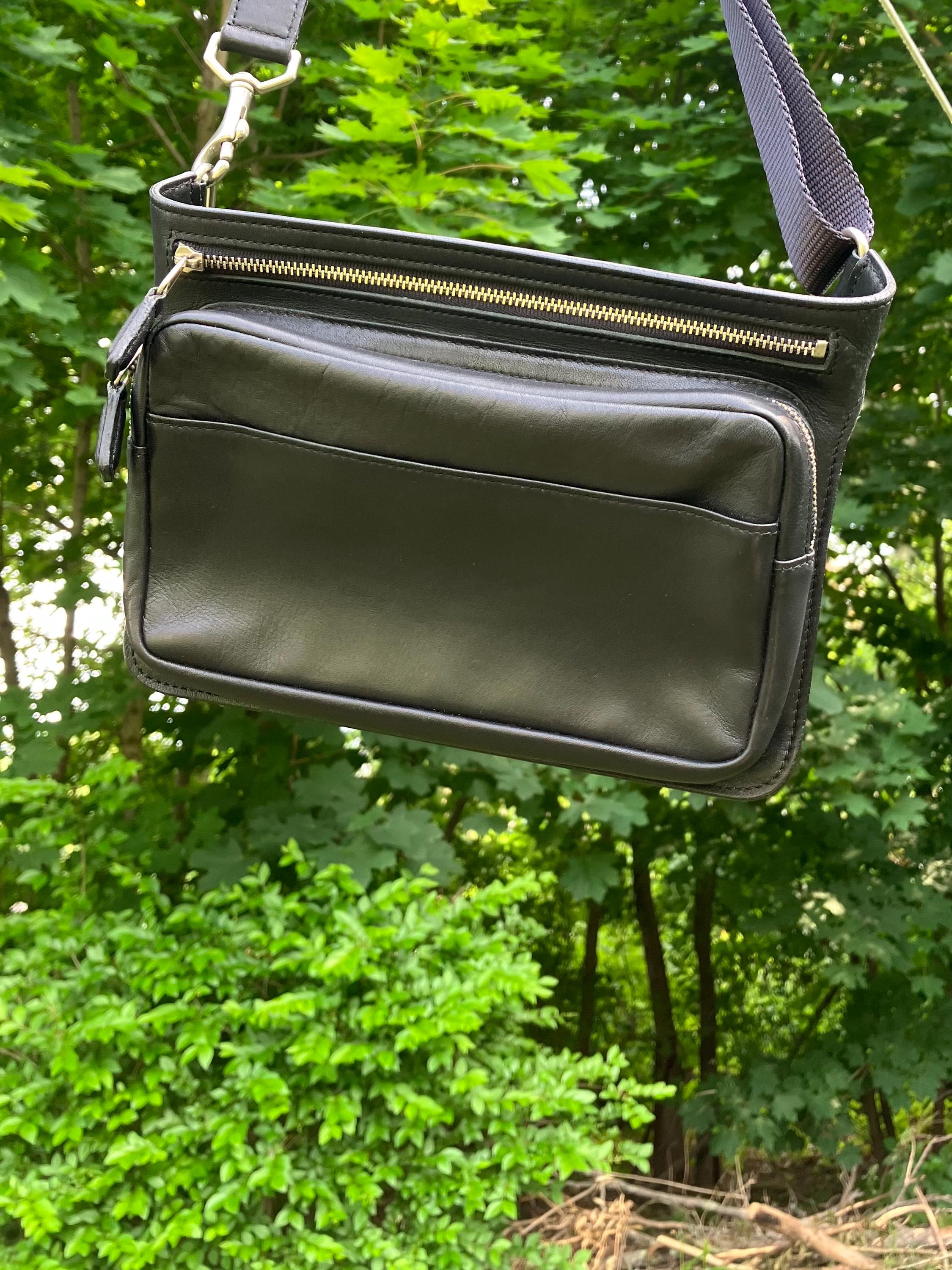 Coach Vintage Black Leather/ Zip Slim Pouch Waist Bag - Etsy