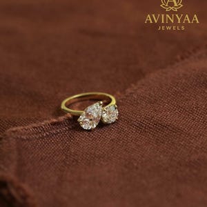 Pear and Round Cut Toi et Moi Ring | Two Stone Moissanite Engagement Ring | Unique Dual Stone Ring | Gift for Her | Modern Promise Ring