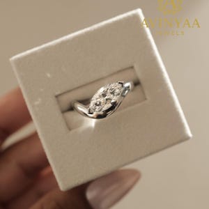 2CT Marquise Cut Moissanite Ring / Twisted Band Solitaire Ring / 14K Gold Marquise Engagement Ring / Elegant Moissanite Ring for Her