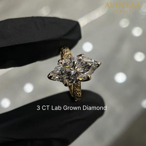 Marquise diamantring i 3 karat | Vintage filigranförlovningsring | Art déco-graverad solitärring | Unik brudguldring