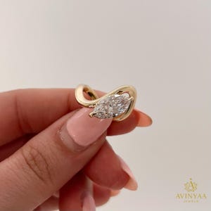 2CT Marquise Cut Diamond Ring | Bold Yellow Gold Twist Design | Sculptural Statement Engagement Ring | Unique Modern Ring for Her