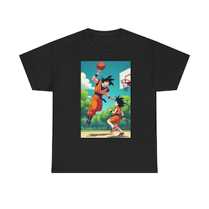 Goku Gohan Basketball Father Son Unisex Tee, Anime Graphic Tshirt, Cotton Cartoon Shirt, Manga Fan Gift, Japanese Animation Top