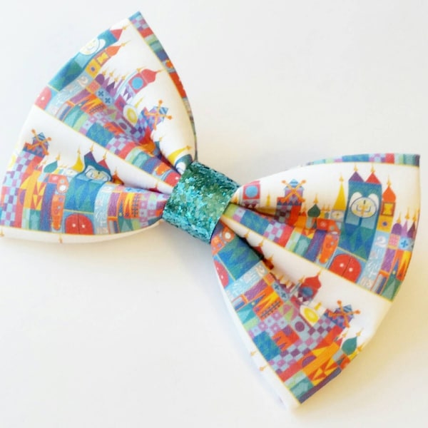 Fantasyland Collection // "It's a Small World" Inspired Fabric Glitter Hair Bow // Multicolor // Disneybounding, Cosplay. For Adults, KidsC