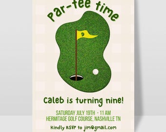 Par Tee Time Golf Birthday Inivitation, Boy Birthday Invitation, Golf Birthday, Par Tee Time, Canva Editable Template, Boy Birthday