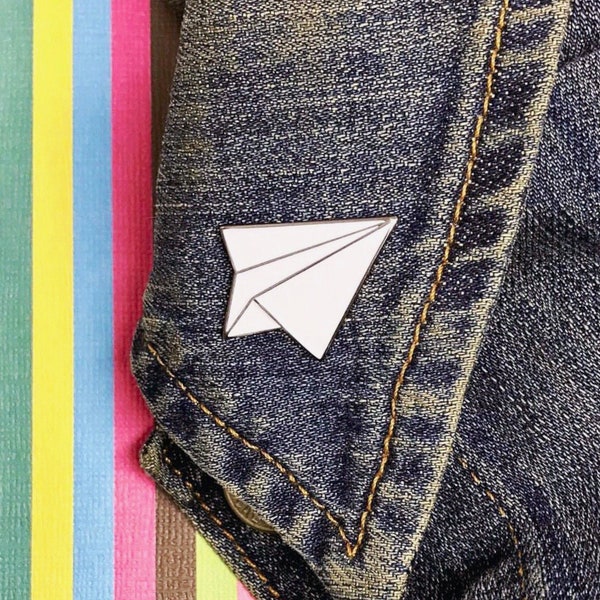 Paper Airplane Enamel Pin - Paper Plane Brooch