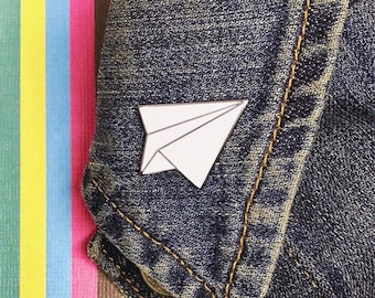 Paper Airplane Enamel Pin - Paper Plane Brooch
