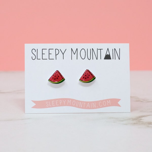 Watermelon Earrings - Nickel Free Fruit Stud Earrings