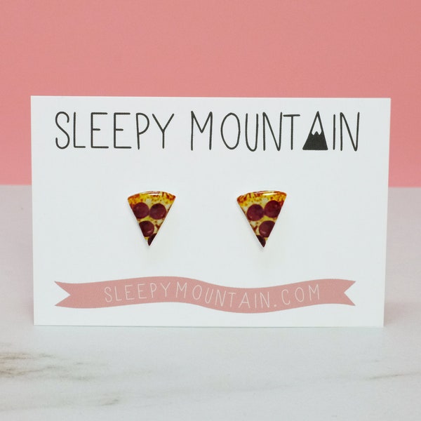 Pizza Earrings - Pizza Slice Stud Earrings