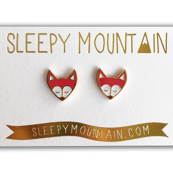 Fox orecchini-rosso Woodland Fox placcato oro Stud orecchini
