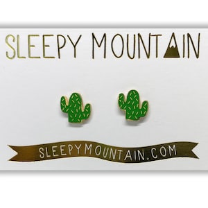 Cactus Earrings - Gold Plated Stud Earrings