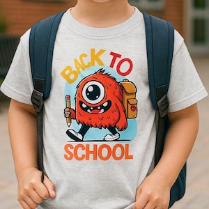Terug naar school monster T-shirt, grappig kinder schoolt-shirt, shirt voor eerste dag van school, schattige cartoon student T-shirt, shirt voor basisschoolleerlingen