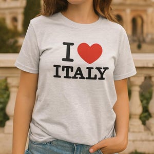 Футболка «I Love Italy» — минималистичная футболка с рисунком в виде сердца для путешественников, туристов и поклонников итальянской культуры — футболка-сувенир «Италия»