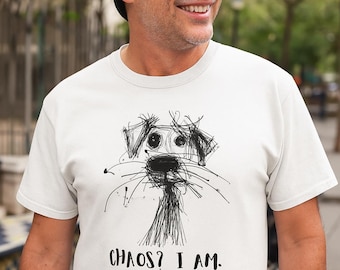 Funny Dog Chaos Shirt – Scruffy Pup Sketch Tee – Whimsical Dog Lover Gift – Pet Parent T-Shirt – Cute Unisex Graphic Tee
