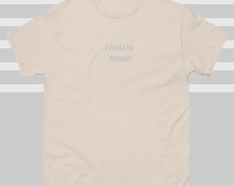 I Could Be Meaner Embroidered T-Shirt, Minimalist Sarcastic Tee, Small Text Shirt Unisex