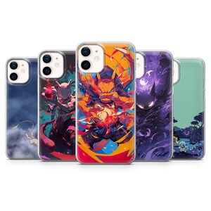 Coque de téléphone Pokemon Gengar Mewtwo Housse pour iPhone 16e, 15, 14, 13, 12 Samsung S25Ultra S24 S23 S22 A16 A56 A35 Pixel 9 Pro 8A