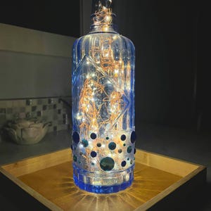 Hand-Painted Decorative Glass Bottle with LED Light | Unique Home Décor Gift