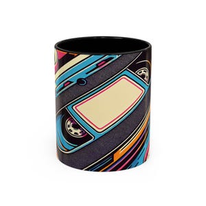 Retro Car Accent Coffee Mug, Stylish Drinkware for Coffee Lovers, Unique Gift for Car Enthusiasts, Colorful Kitchen Decor, Perfect for