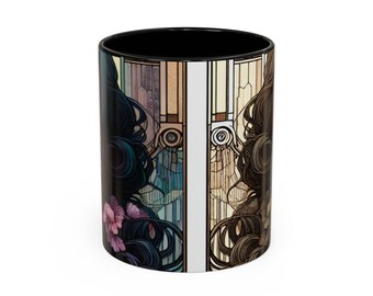 Artistic Accent Coffee Mug - Unique Gift for Art Lovers, Floral Design Mug, Tea Cup, Home Decor, Gift for Her, Office Mug