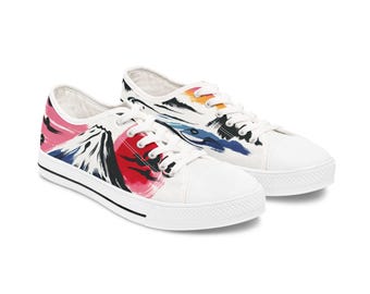 Mount Fuji Sneakers, Japanese Landscape Art Print, Low Top Shoes