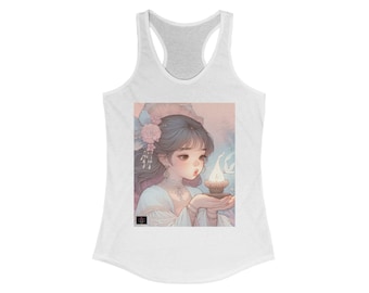 Whimsical Dreamer Women's Racerback Tank - Cute Fitness Top, Summer Casual Wear, Yoga, Gifts for Her, Art Lovers