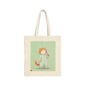 Cute Cat Cotton Canvas Tote Bag - Fun Shopping, Eco-Friendly Gift, Pet Lover Bag, Daily Use, Cat-Themed Tote