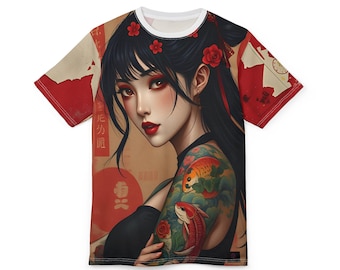 Vintage Asian Art Tee, Oriental Streetwear Shirt, Unisex Graphic T-Shirt, Retro Japan Urban Portrait Top, Trendy Minimalist Fashion Tee