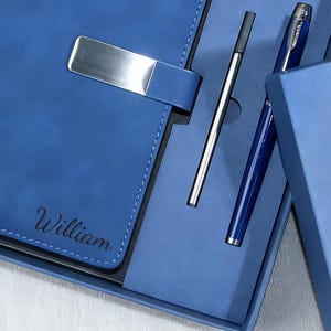 Personalized Vegan Leather A5 Notebook with Pen: Custom Engraved Journal
