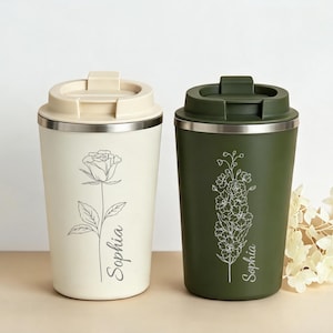 Personalized Engraved Stainless Steel Travel Mug, Insulated Coffee Cup 12 oz
