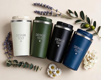 Personalized Travel Mug, Engraved Stainless Steel, Father's Day Gift