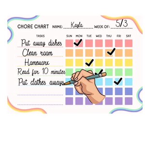 Colorful Kids Chore Chart-Printable Responsibility Tracker (Instant Download)