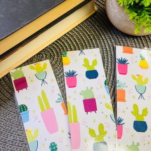 Houseplant Bookmarks, Set of 3 Laminated Book Marks, Gift For Reader, Bookworm Gift, Book Club Gift, Plant Lover, Double Sided Bookmark