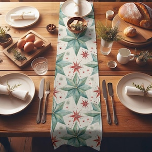 Vintage Christmas Star Table Runner, Festive Dining Decor, Christmas Runner, Holiday Hosting Decor, Vintage Christmas, Farmhouse Decor