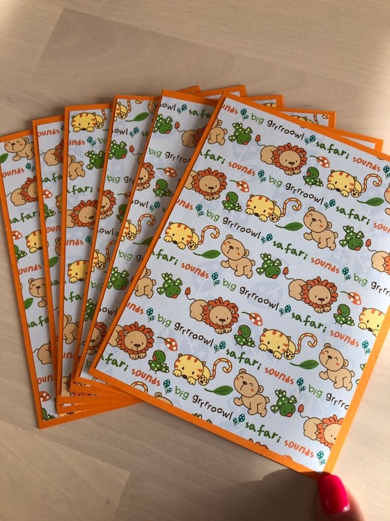Tigers and Bears Themed Note Cards Lions Handmade and Personalized