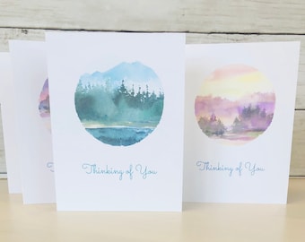 Thinking of You Cards, Nature Cards, With Sympathy, Woodland Cards, Mountain Sympathy, Nature Sympathy, Watercolor Sympathy