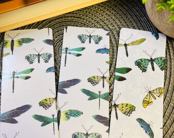 Dragonfly and Moth Set of 3 Bookmarks, Laminated Book Marks, Gift For Reader, Bookworm Gift, Book Club Gift, Gift For Women, Double Sided
