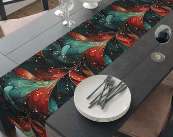 Modern Christmas Linen Table Runner for Glamorous Holiday Dinner