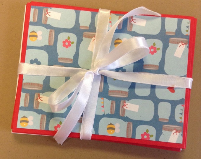 Mason Jar Cards, Kitchen Cards, Jar Notecards, Mason Jar Notes, Mason