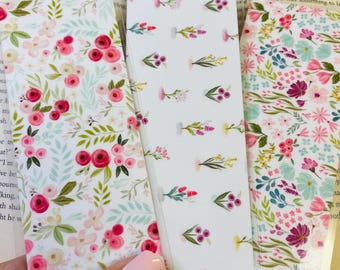 Floral Bookmarks, Set of 3 Laminated Book Marks, Gift For Reader, Bookworm Gift, Book Club Gift, Gift For Women, Double Sided Bookmark