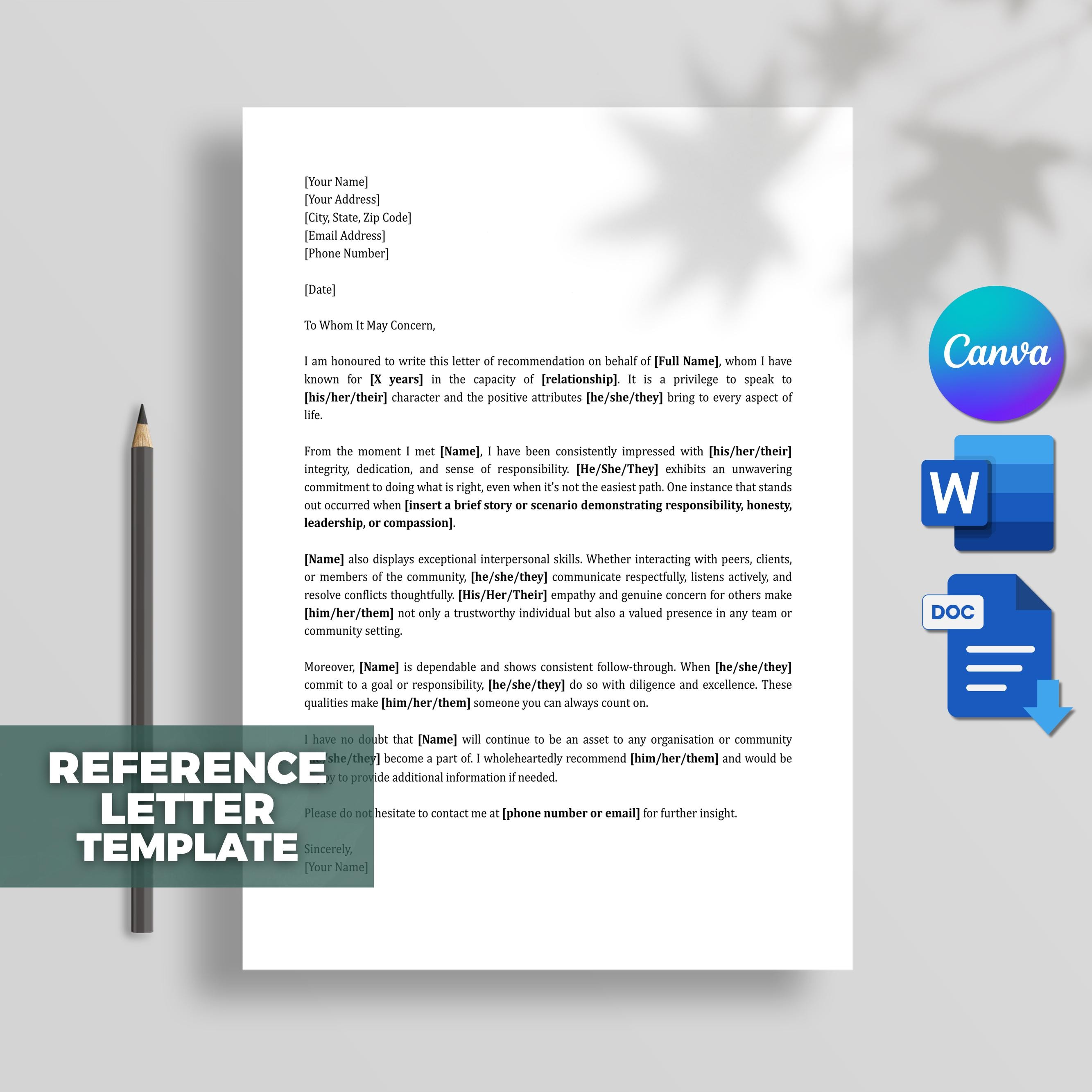 Personal Reference Letter Template, Recommendation Letter Template ...