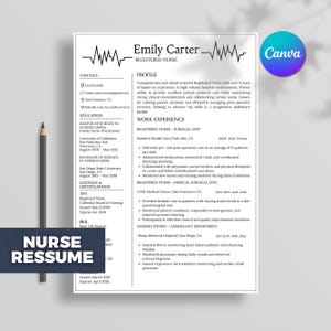 Registered Nurse Resume Template RN, Student Nurse Resume, LPN Resume, New Grad CV, Instant Download, Medical Resume, Canva Editable