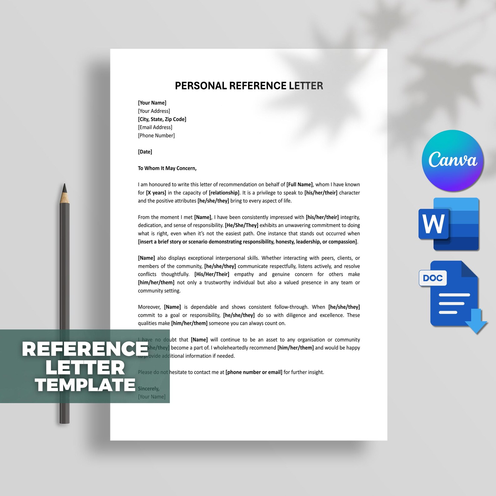 Personal Reference Letter Template, Recommendation Letter Template ...