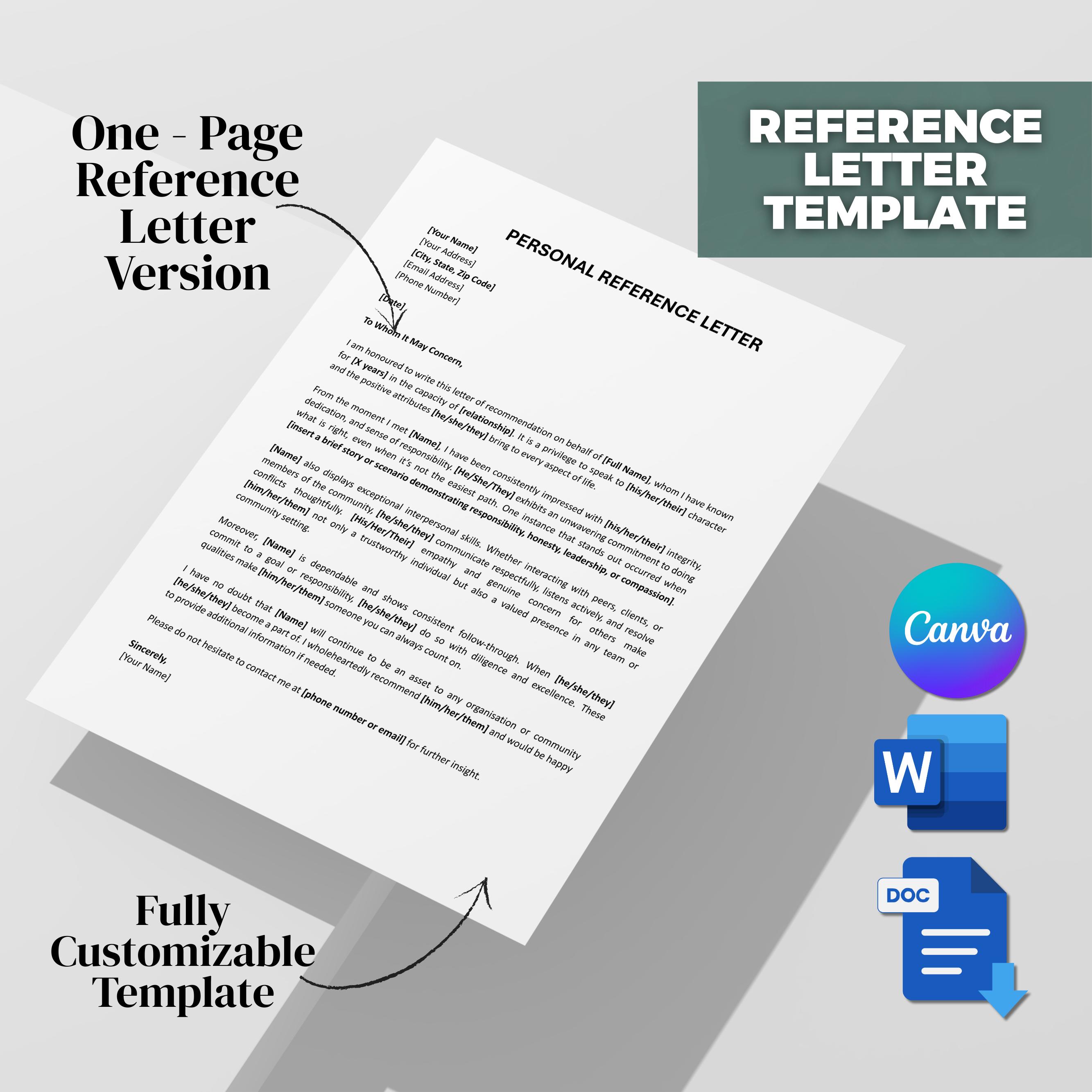 Sample Personal Reference Words Personal Reference Letter Template, Recommendation Letter Template ...