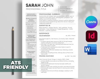 ATS-vriendelijke CV-sjabloon Word, pagina's, minimalistisch CV, Microsoft Word, ATS CV, InDesign CV-sjabloon, bewerkbare Canva-sjabloon