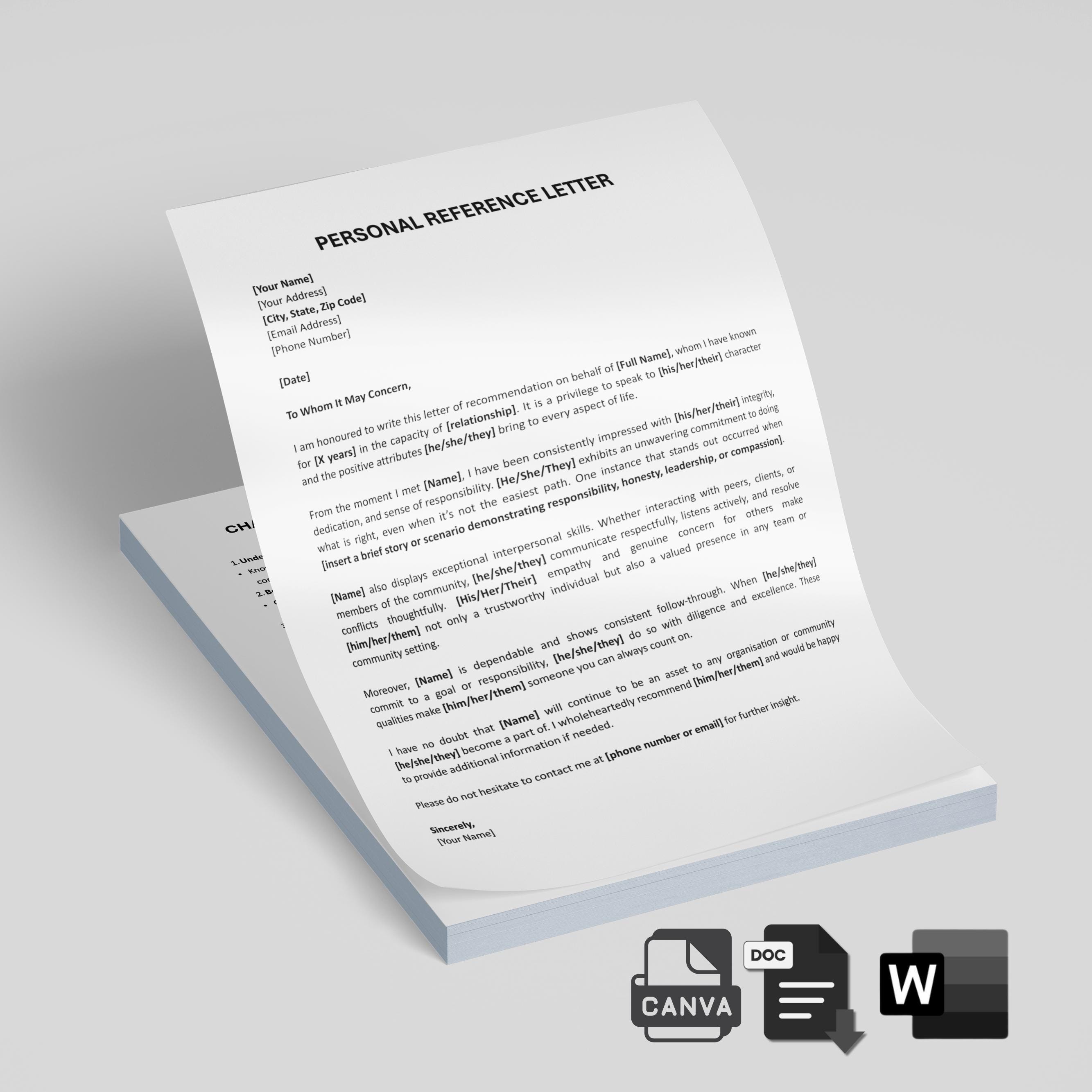 Personal Reference Letter Template, Recommendation Letter Template ...