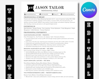 Profesjonalny szablon CV, szablony CV dla kadry kierowniczej, strony Mac, natychmiastowe pobranie, list motywacyjny, przyjazny dla systemu ATS, edytowalny w Canva